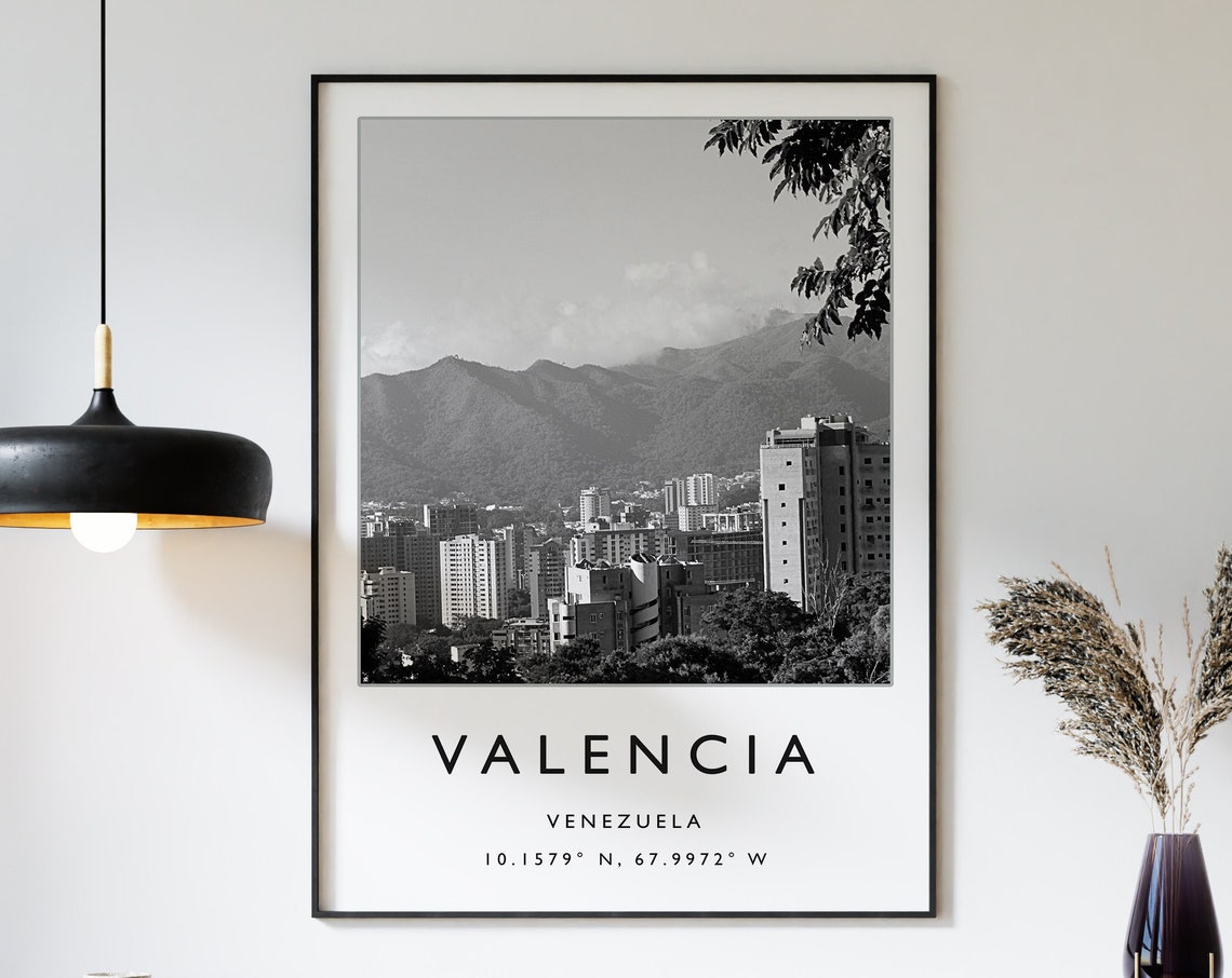 Valencia Venezuela Travel Print Valencia Travel Poster Venezuela Travel Print South America Travel Poster Travel Gift Black And White