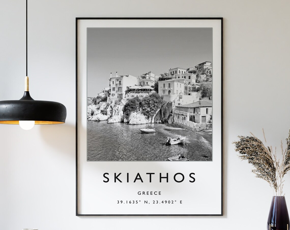 Skiathos Travel Poster, Greece Beach Travel Art