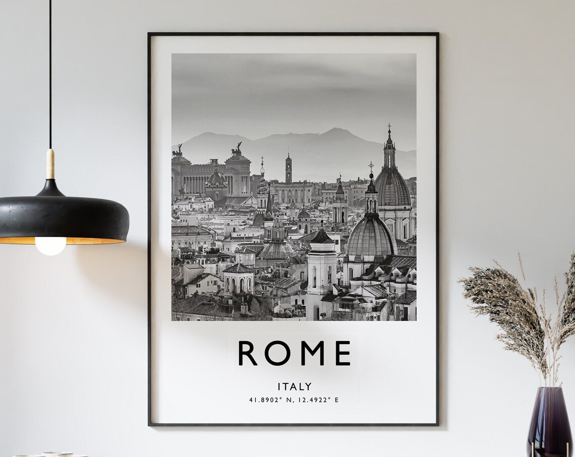 Rome Travel Poster, Black And White Italy Print