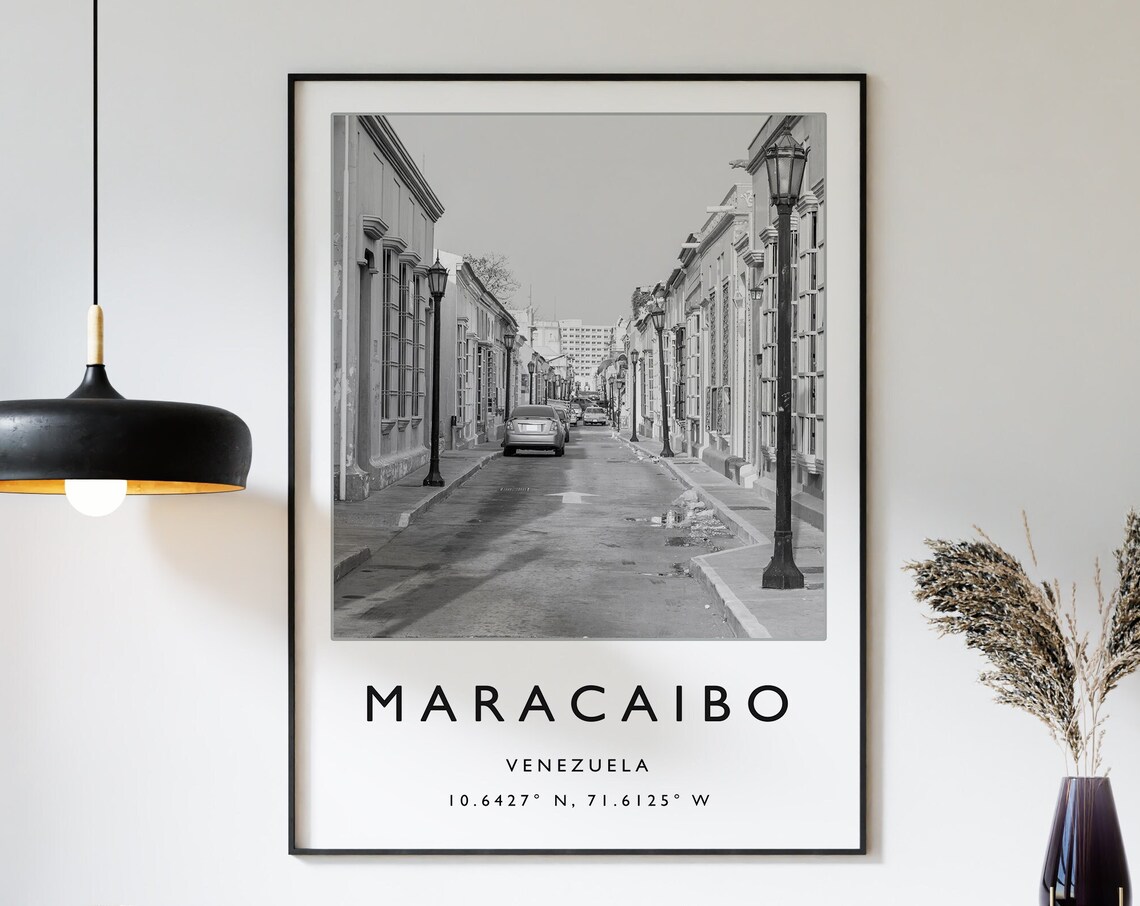 Maracaibo Venezuela Travel Poster, Black and White