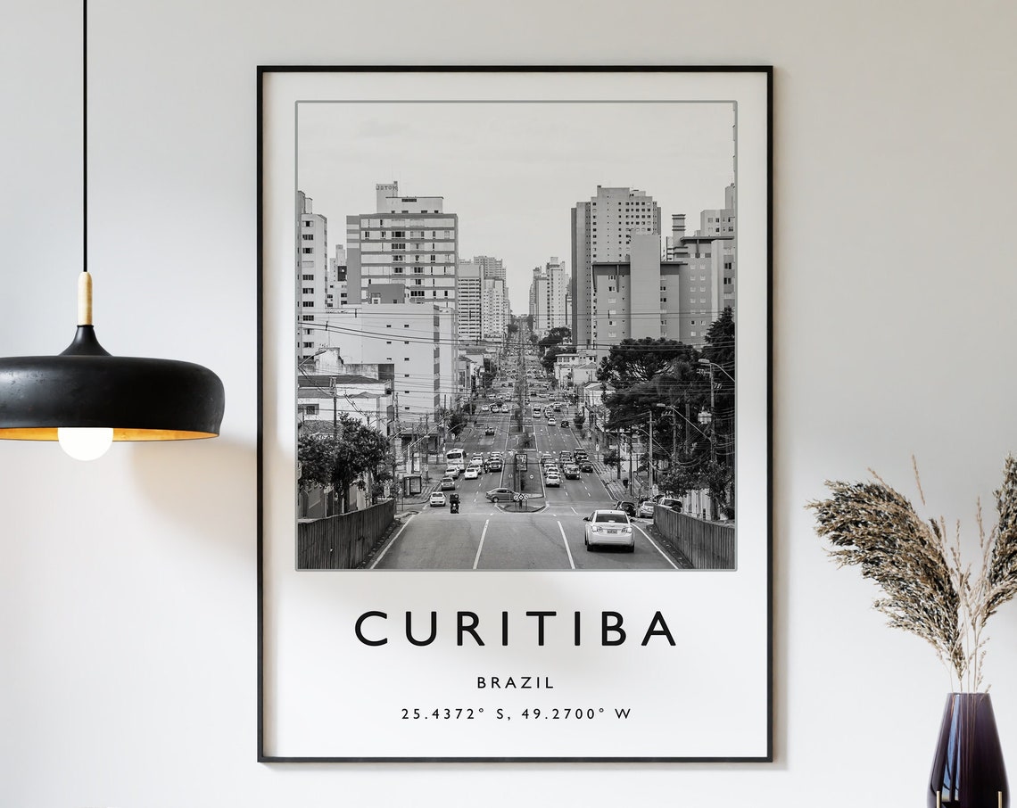 Curitiba Brazil Travel Print Curitiba Travel Poster Brazil Travel Print South America Travel Poster Travel Gift Black And White Print
