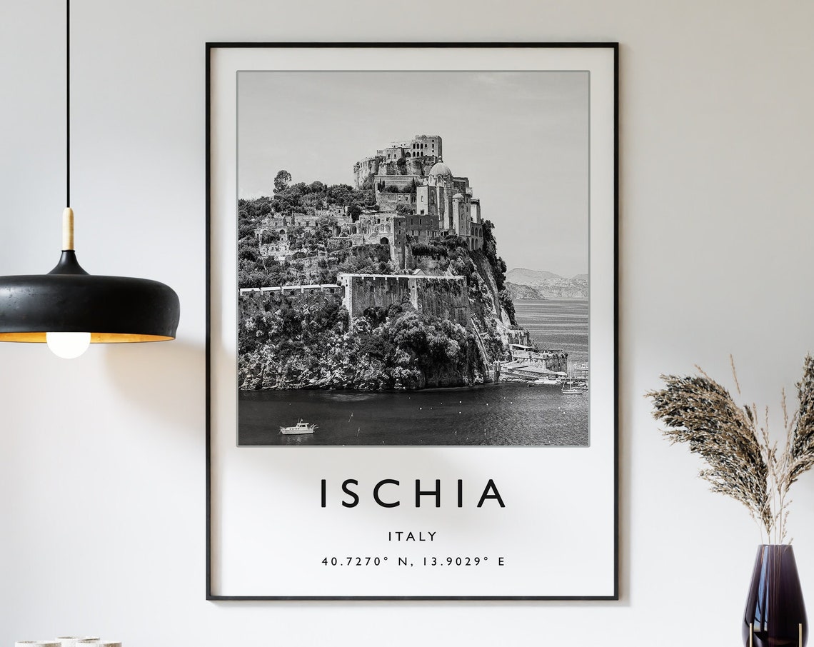 Ischia Travel Print Ischia Travel Poster Italy Travel Print Beach Travel Poster Sea Travel Art Black And White Travel Gift