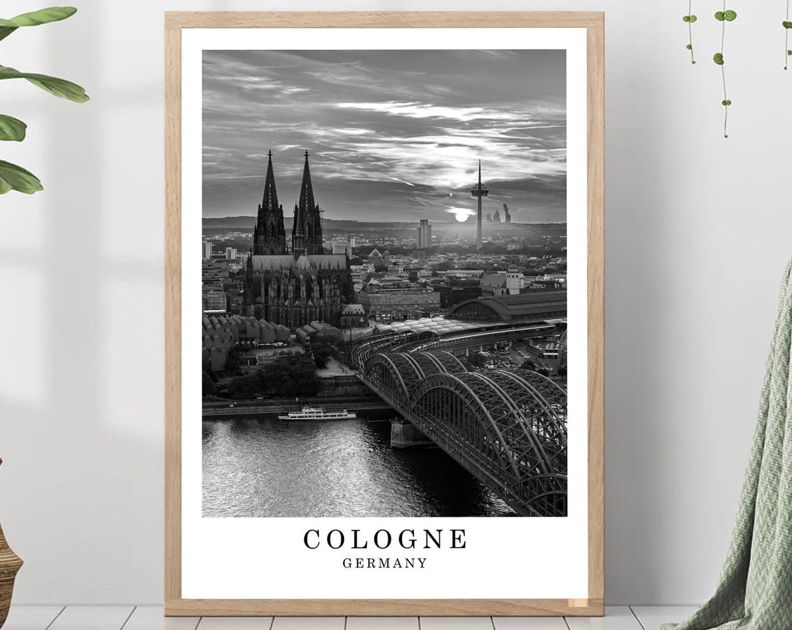 Cologne Cathedral Hohenzollern Bridge Sunset Germany Travel Poster