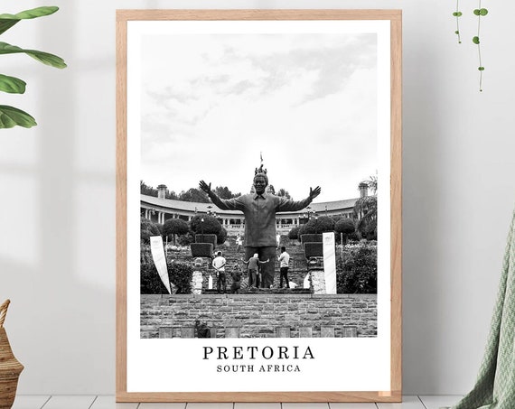 Pretoria Travel Poster Black And White Photo City Landmark Wall Art Print Decor Gift