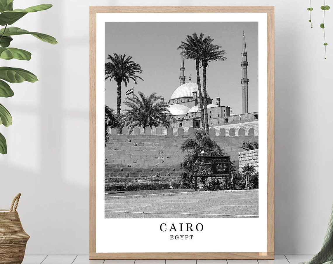 Cairo Citadel Muhammad Ali Mosque Domes Black White Egypt Poster
