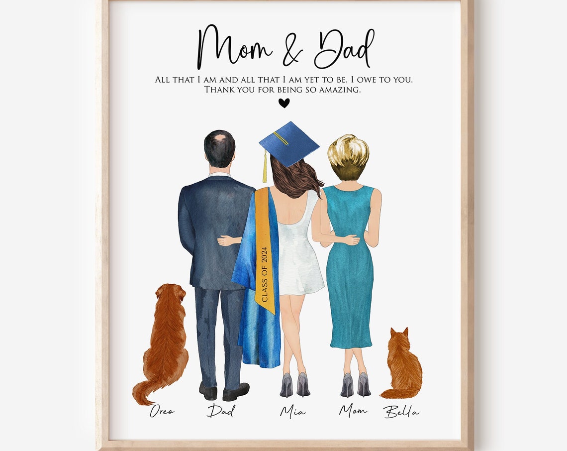 Class of 2024 Graduation Thank You Mom and Dad Portrait Poster