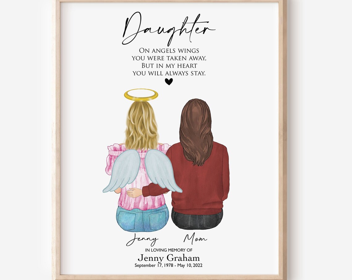 Daughter Memorial In Loving Memory Angel Wings Grief Gift Poster