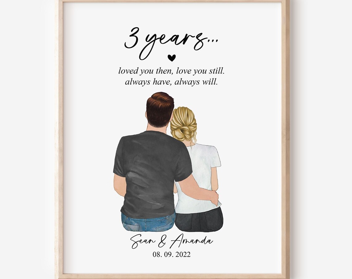 3 Years Loved You Then Love You Still Couple Anniversary Poster