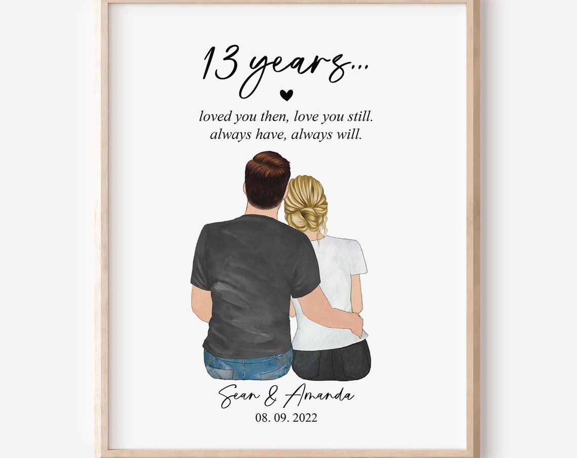 13 Years Loved You Then Love You Still Couple Anniversary Poster