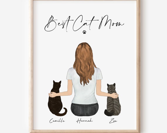 Best Cat Mom Ever Personalized Cat Lover Art Print