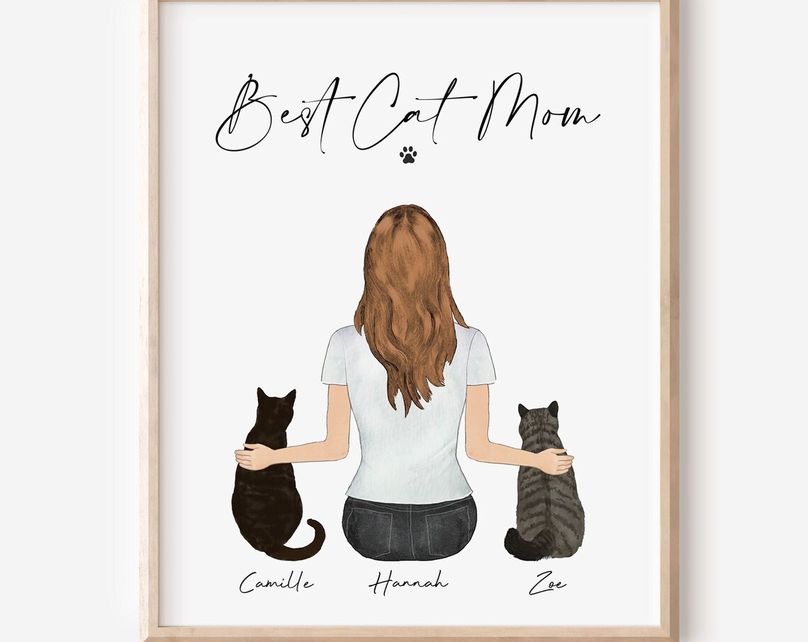 Best Cat Mom Ever Personalized Cat Lover Art Print