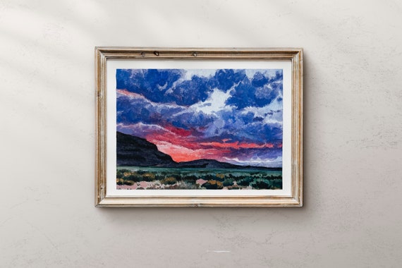 Mojave Desert Mojave Desert Sunset California Art Desert Wall Decor Landscape Landscape Painting Watercolor Landscape Landscape Art