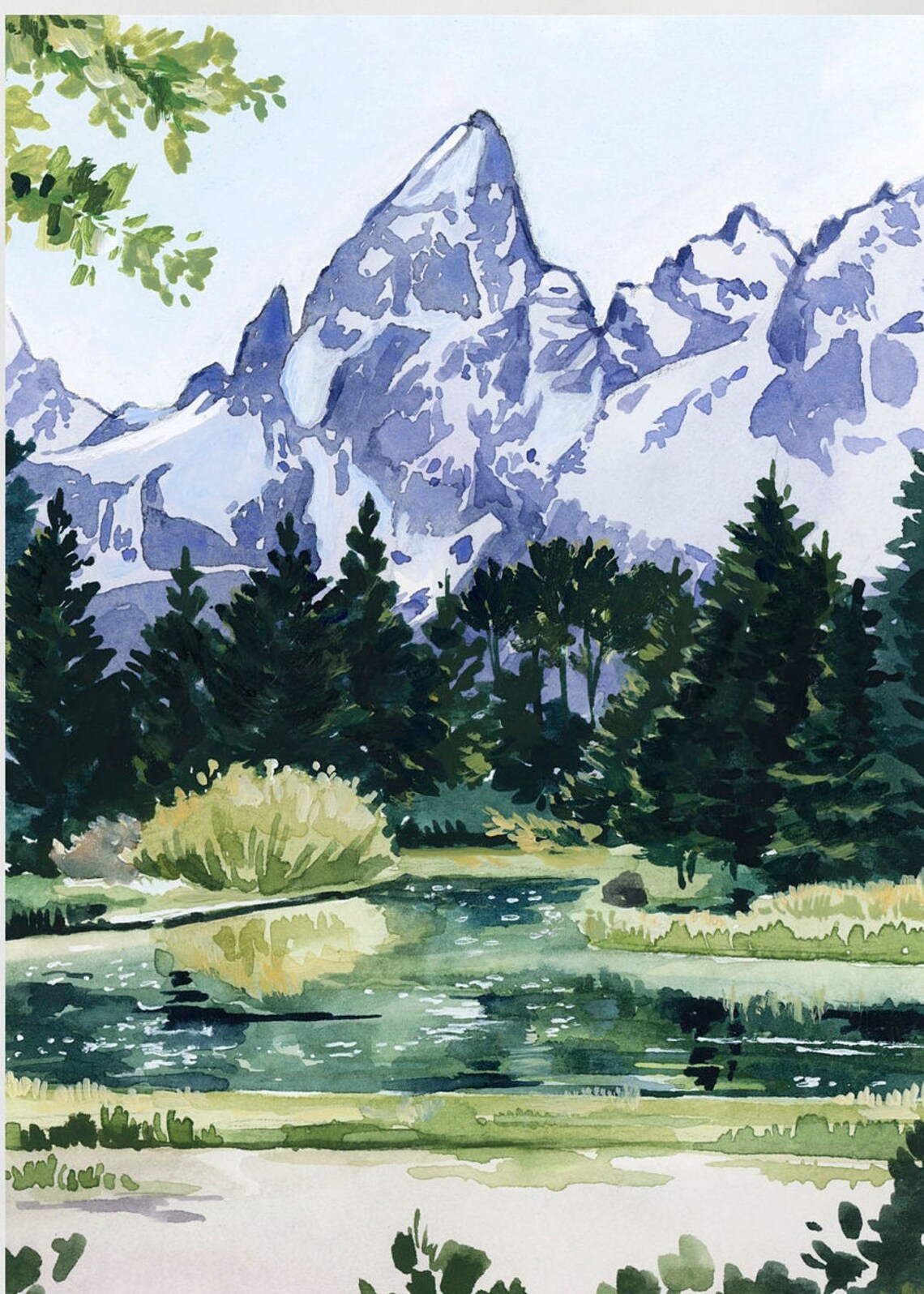 Grand Teton National Park Watercolor Landscape Art - Image 2