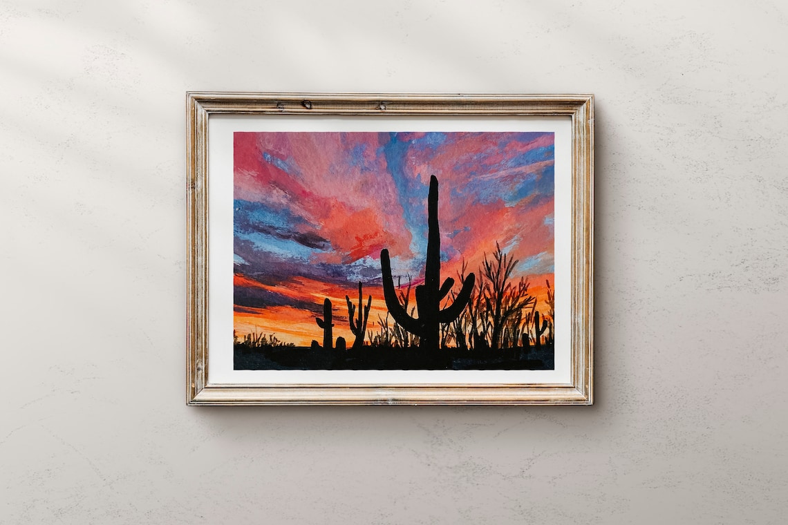 Saguaro National Park Watercolor Landscape Art Print