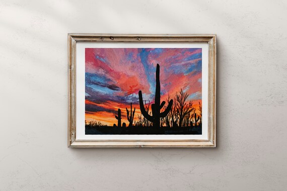 Saguaro National Park Watercolor Landscape Art Print