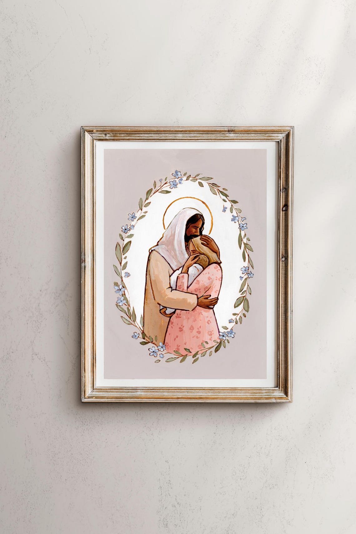 As A Mother Comforts Her Child, Motherhood Art Print