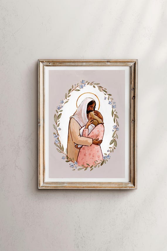As A Mother Comforts Her Child, Motherhood Art Print