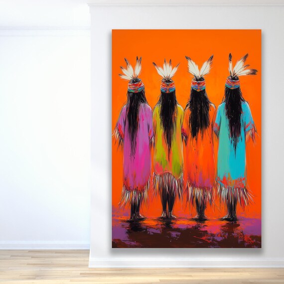 Native Tribal Print Framed Indigenous Artwork Colorful Cultural Wall Art Vibrant Bohemian Decor Ethnic Home Decoration Tribal