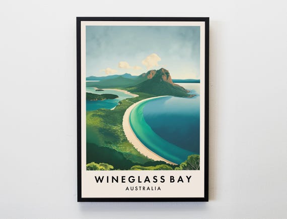 Wineglass Bay Travel Print Wall Art Coles Poster Australia Lovers Home Decor City Gifts