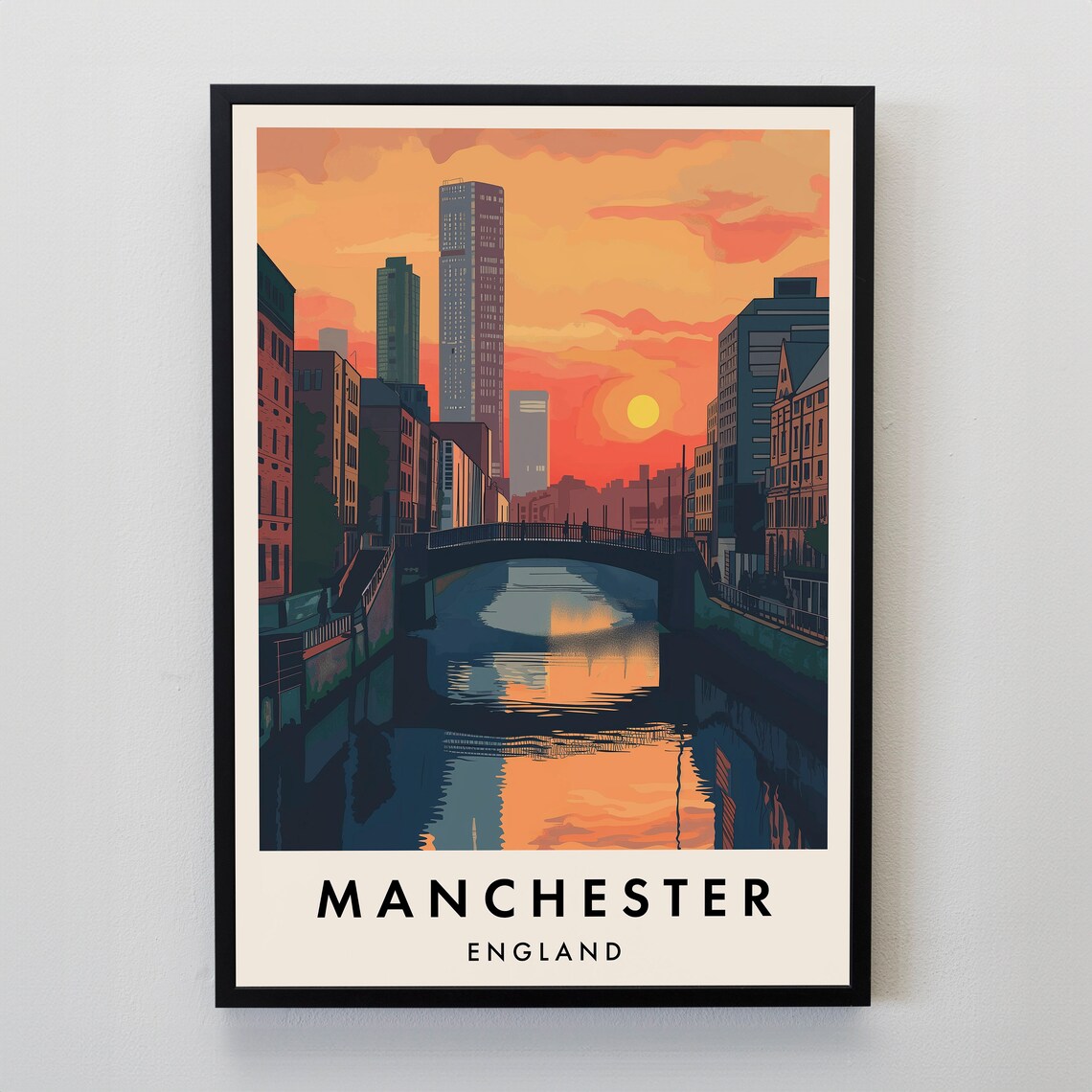 Manchester Travel Poster, City Name Art Print