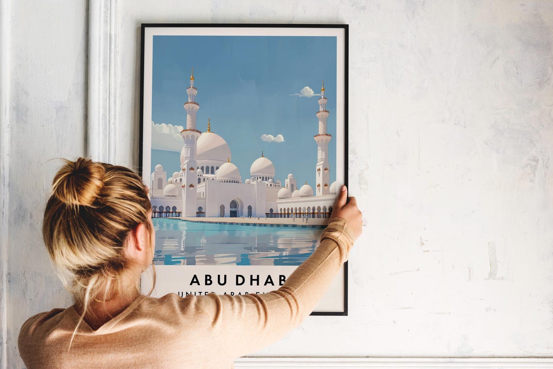 Abu Dhabi Sheikh Zayed Grand Mosque Reflection Travel Poster - Image 2