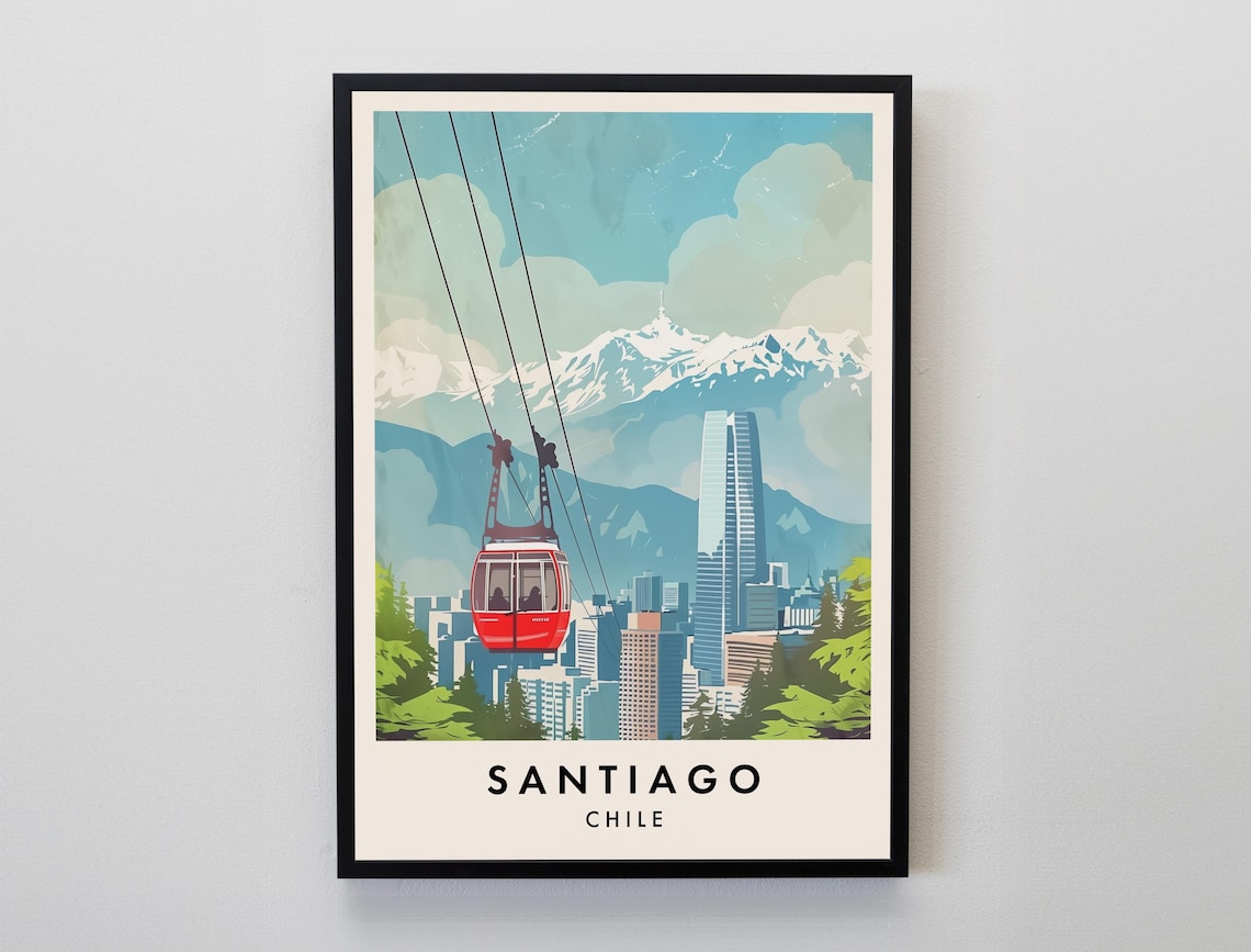 Santiago Travel Poster, South America Wall Art