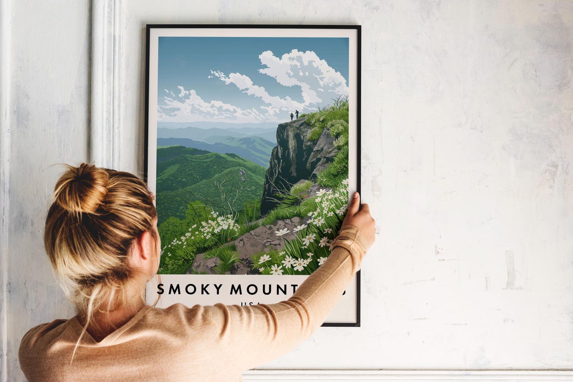 Smoky Mountains Travel Print Wall Art Smoky Mountains Smoky Mountains Print Usa Poster Usa Gift Art Usa Travel Print Usa Poster - Image 2