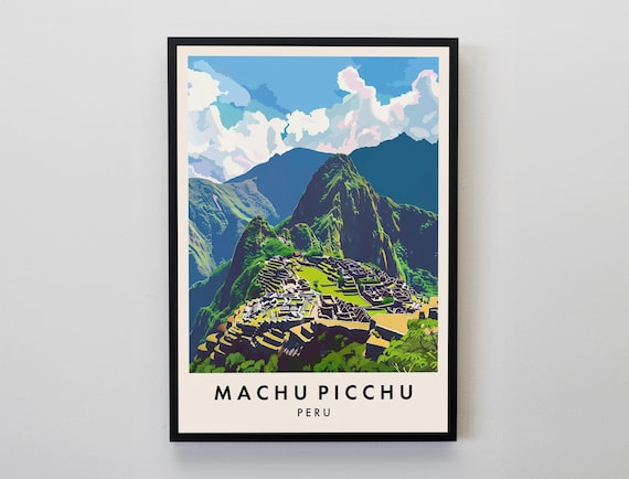 Machu Picchu Travel Poster, South America Landmark