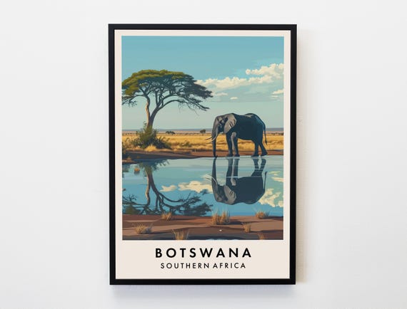 Botswana Travel Print Wall Art Poster Africa Lovers Home Decor City Gifts