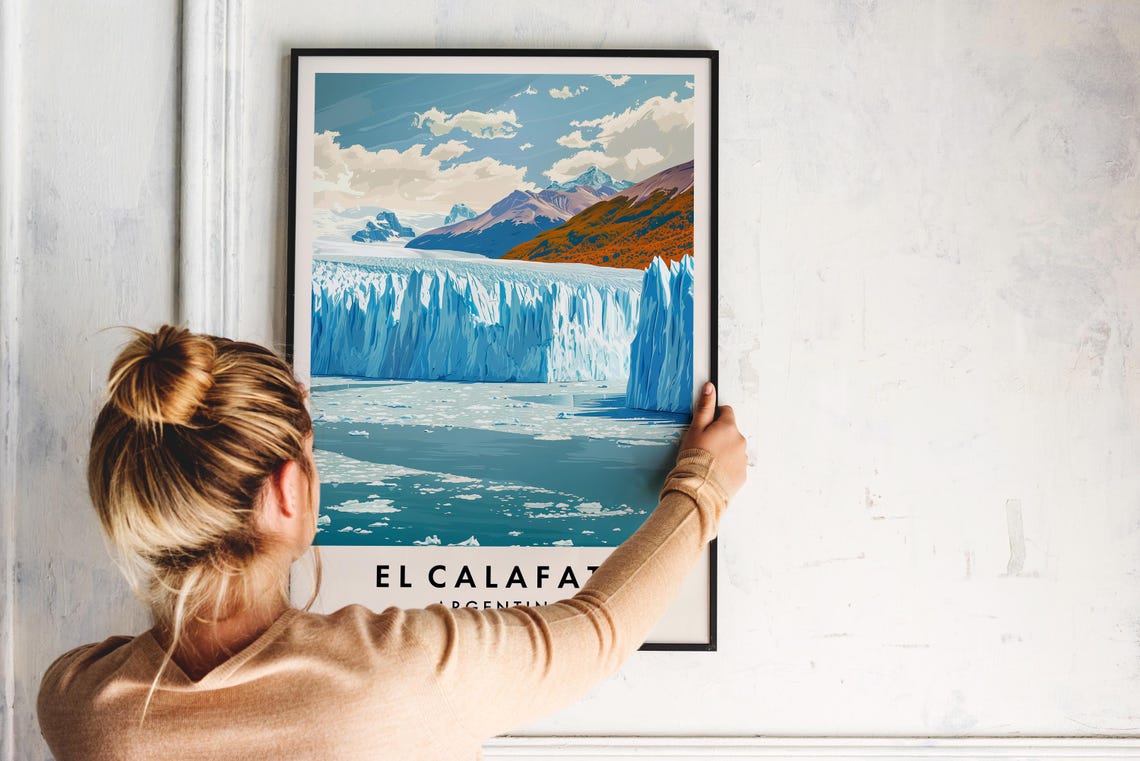 El Calafate Argentina Blue Glacier Ice Cliffs Patagonia Travel Poster - Image 2