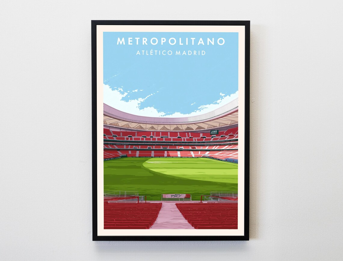 Metropolitano Stadium Atletico Madrid Red Seats Football Poster