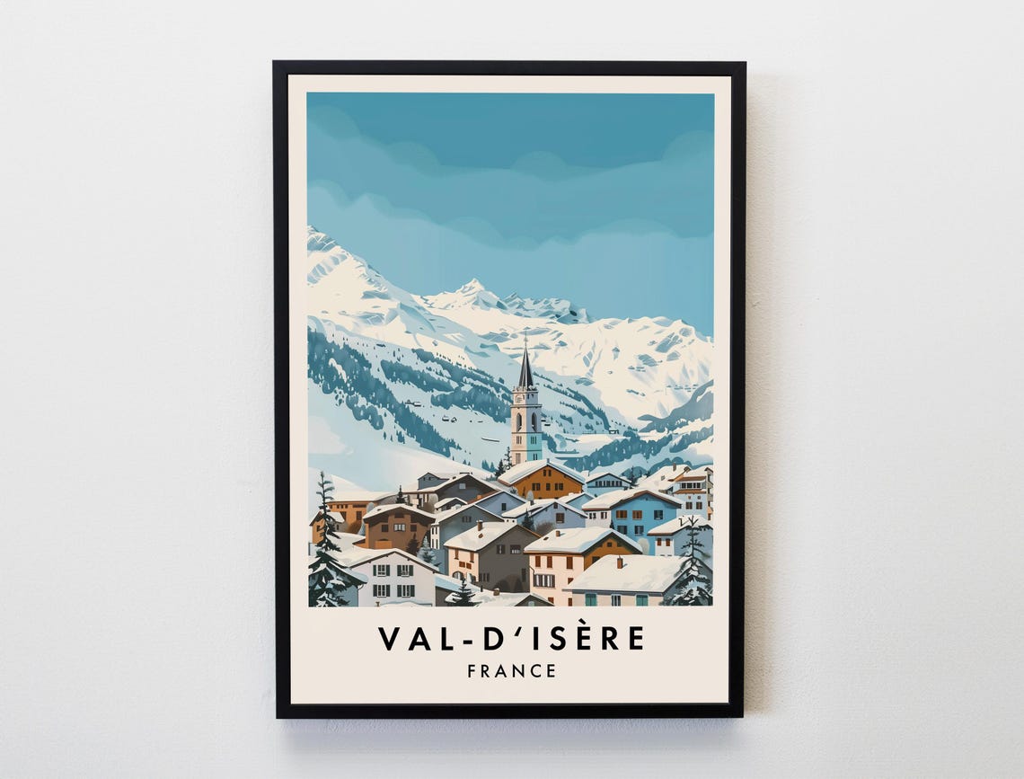 Val Disere Travel Print Wall Art Val Disere Poster France Travel Print Travel Lovers Home Decor Wall Art City Travel Poster Gifts Print