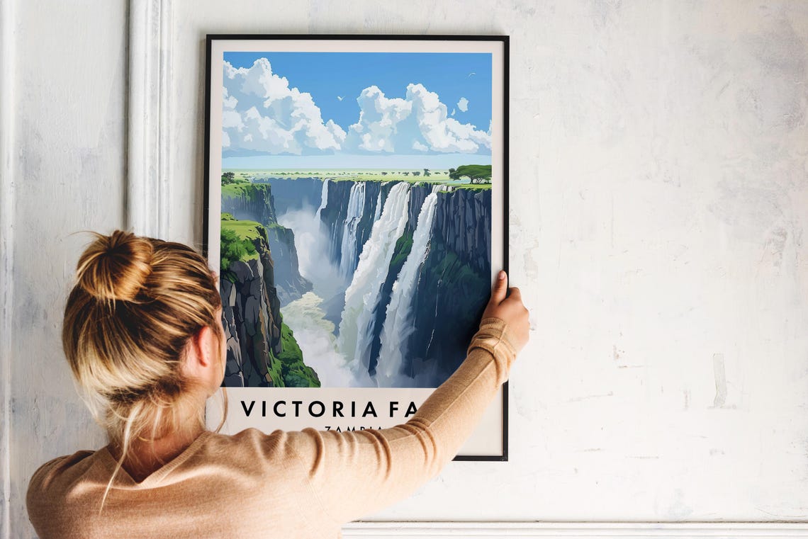 Victoria Fallas Travel Print Wall Art Victoria Falls Poster Zambia Travel Print Travel Lovers Home Decor Wall Art City Travel Print Gift - Image 2