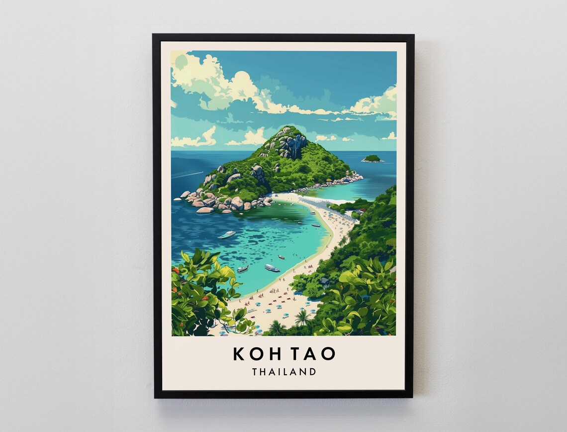 Koh Tao Travel Poster, Thailand Travel Art