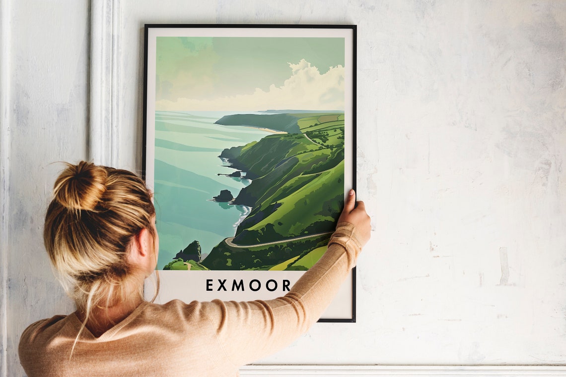 Exmoor England Dramatic Coastal Cliffs Vintage Travel Poster - Image 2