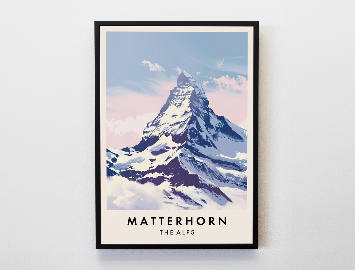 Matterhorn The Alps Snowy Peak Mountain Climbing Travel Poster