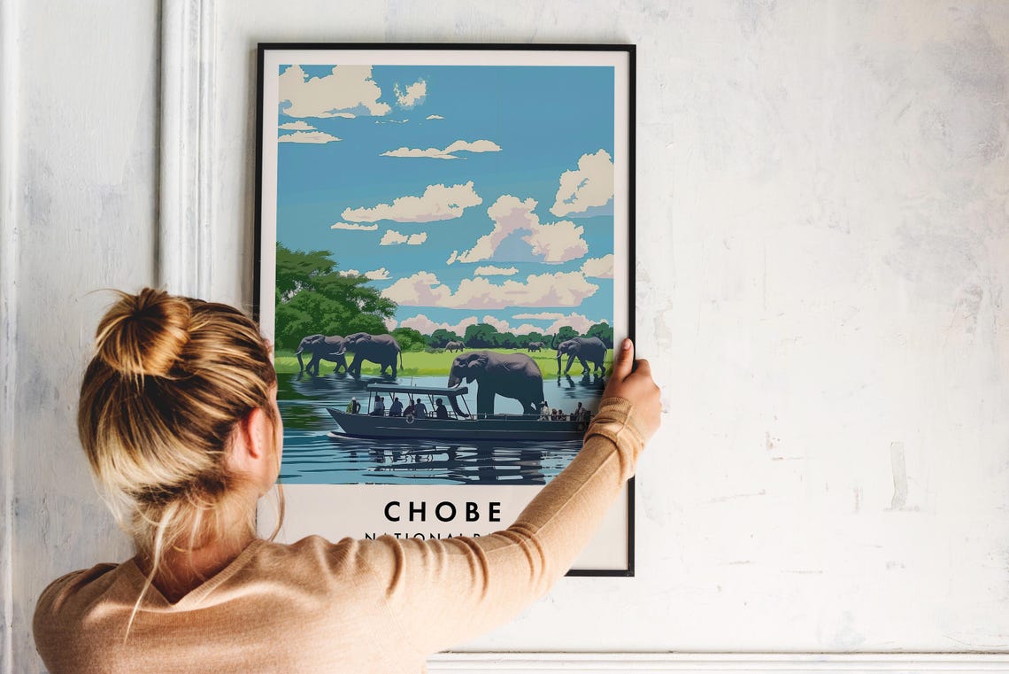 Chobe National Park Travel Print Chobe Wall Poster Botswana Africa Travel Print Travel Lovers Home Decor Wall Art City Travel Poster Gift - Image 2