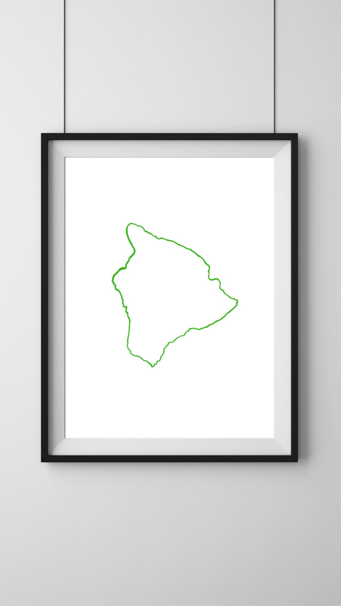 Big Island Hawaii Minimalist Map Outline Green Line Art Travel Decor Poster - Image 2