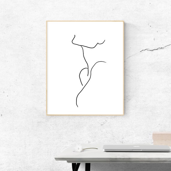 Woman Line Drawing Art Print Minimal Gaze Minimalist Female Body Modern Poster Feminist