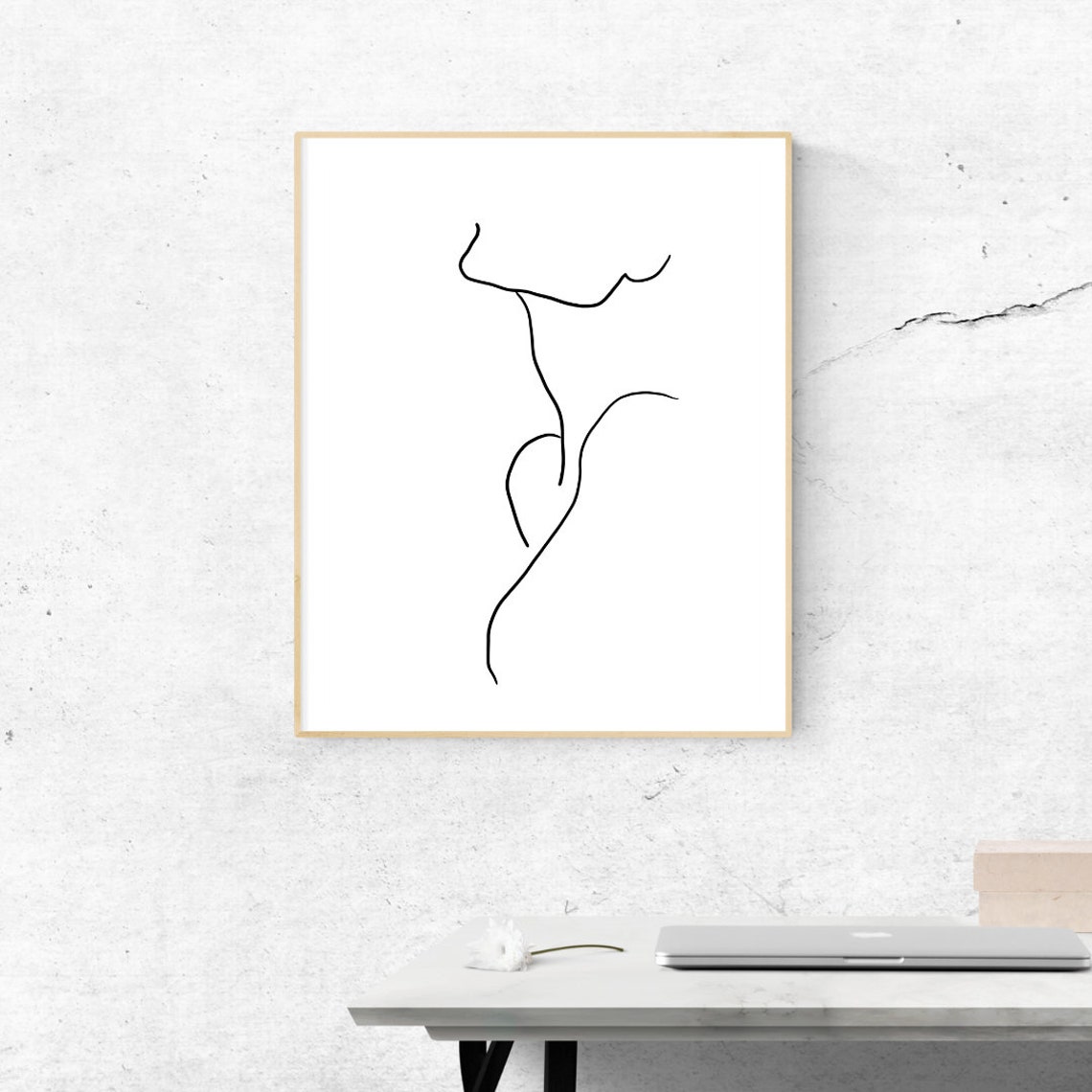 Abstract Torso Flowing Single Line Drawing Modern Minimalist Poster