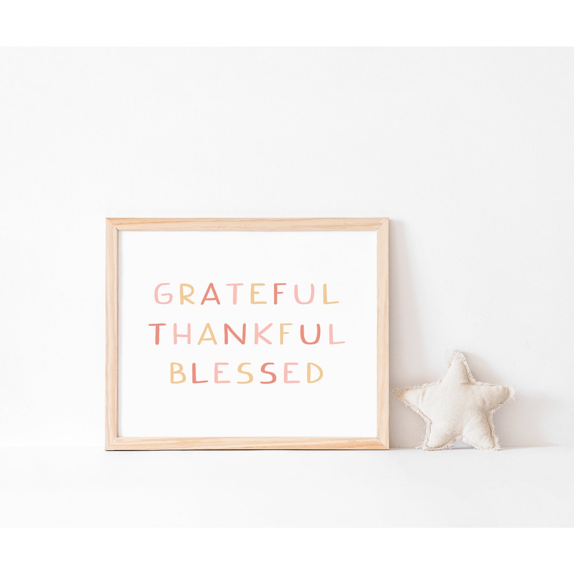 Grateful Thankful Blessed Pastel Rainbow Lettering Thanksgiving Print - Image 3