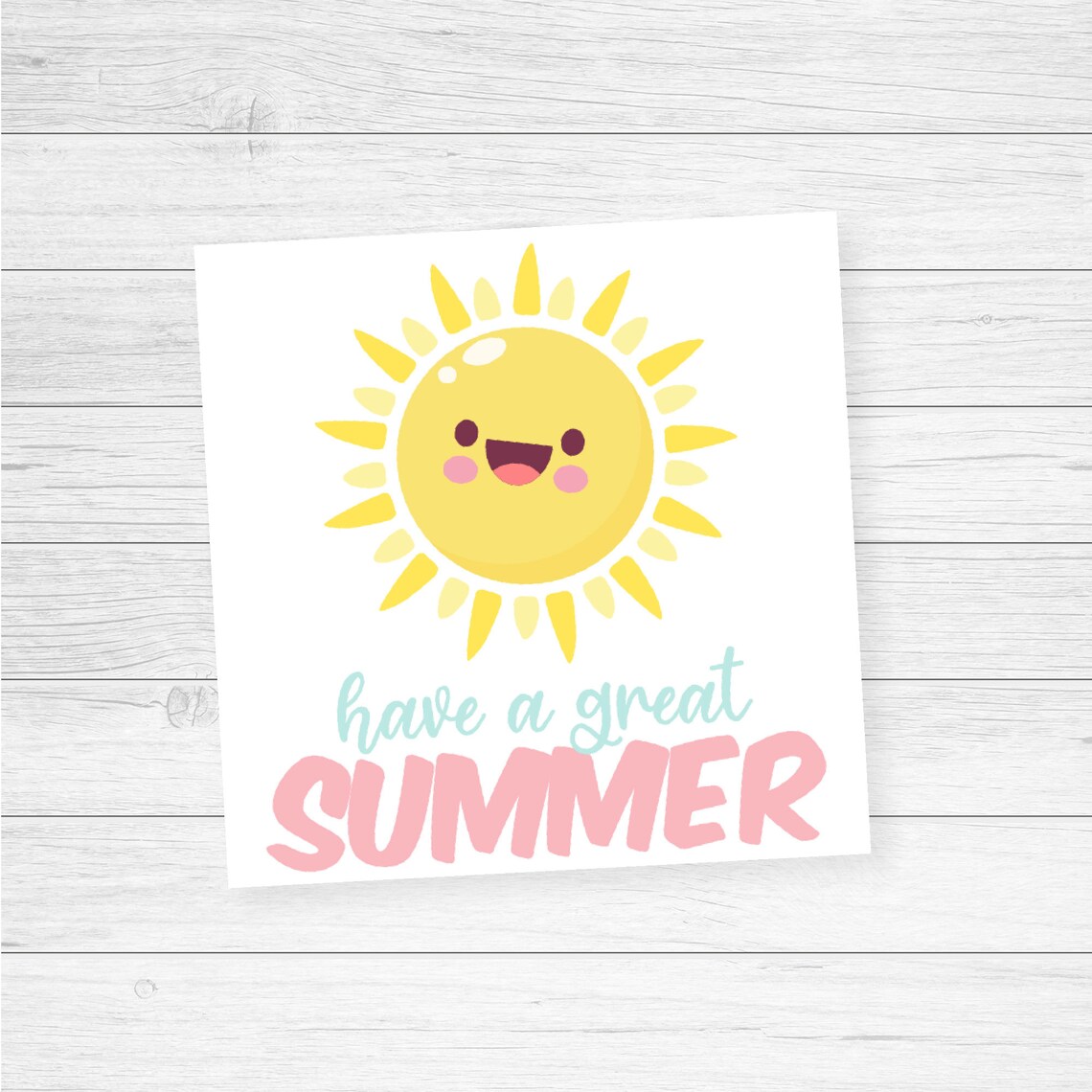 Summer Cookie Tag Square 2 Party Favor Tag, Cute Sun
