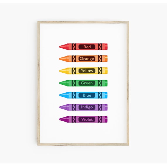 Educational Poster Instant Classroom Learn Your Colors Crayons Wall Art Kids Rainbow Print Preschool Wall Art