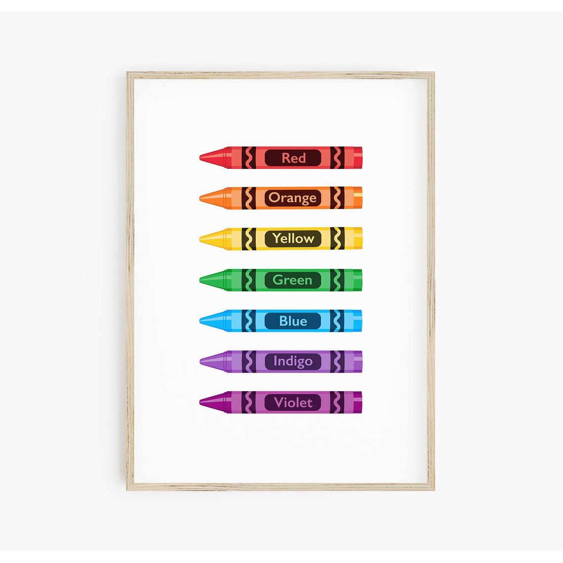 Educational Poster Instant Classroom Learn Your Colors Crayons Wall Art Kids Rainbow Print Preschool Wall Art