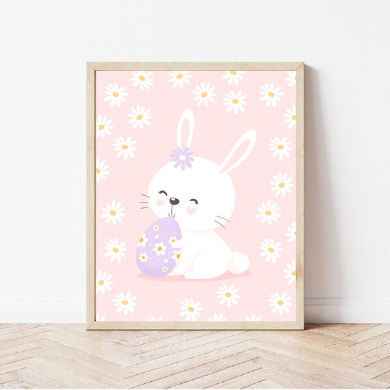 Cute Bunny Pastel Easter Decor Art Print