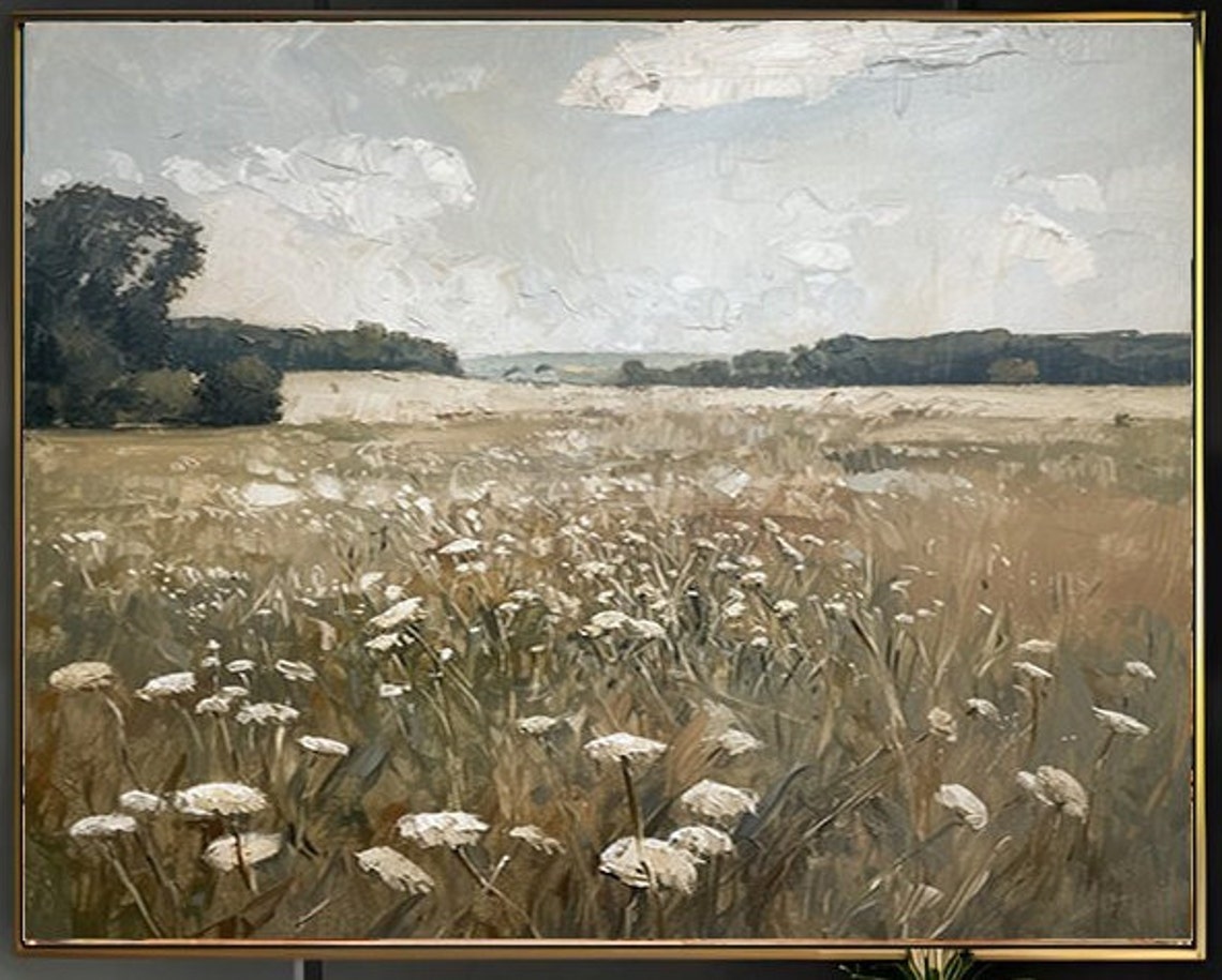 Wildflower Meadow Muted Tones Vintage Cottagecore Landscape Art Poster - Image 2