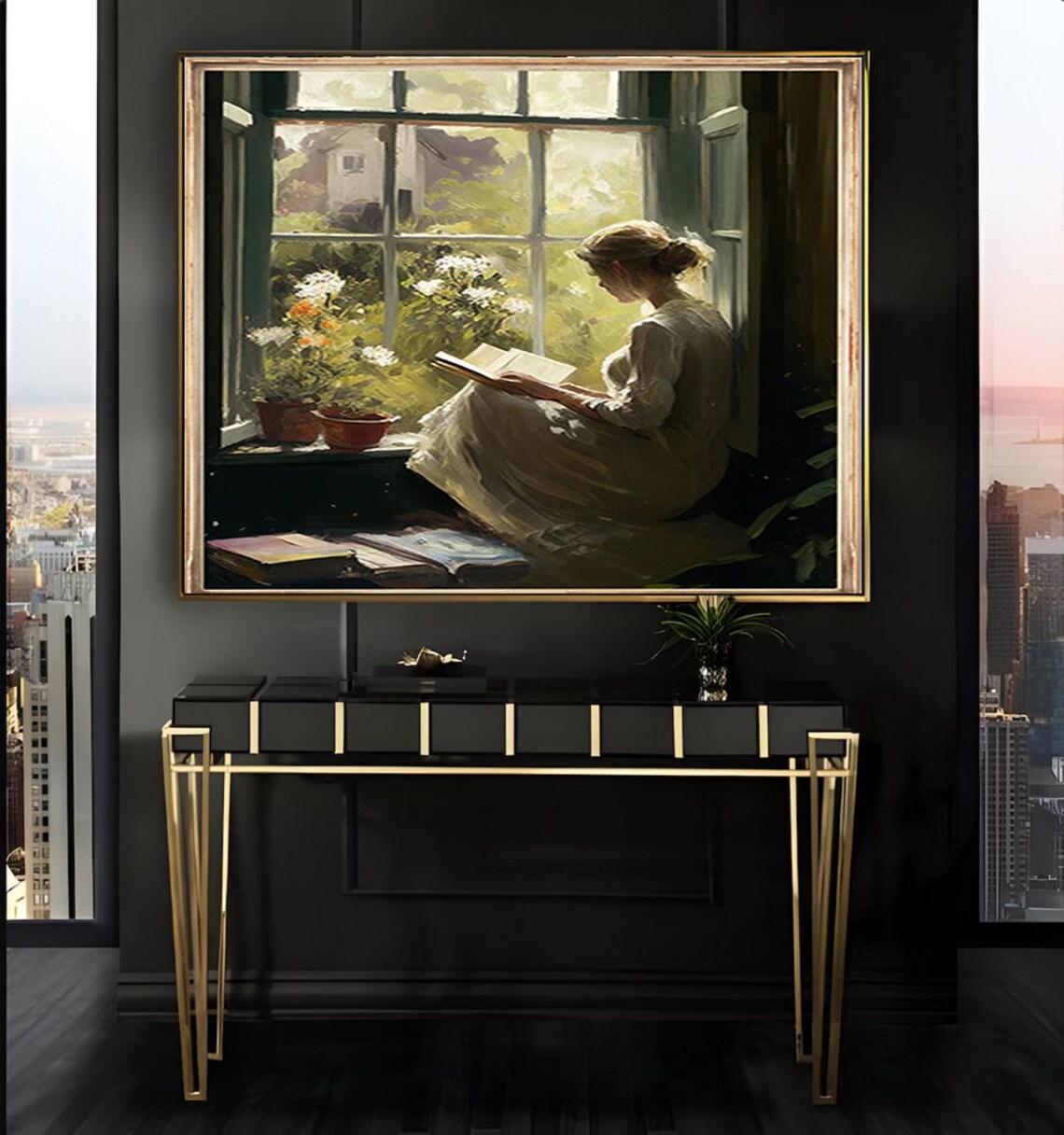 Vintage Woman Reading Portrait, Rustic Wall Art Print - Image 2