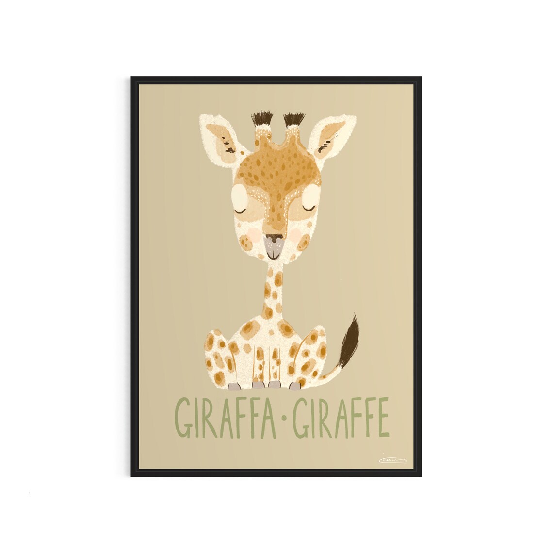 Cute Giraffe Baby Animal Nursery Educational Safari Wall Art Decor - Image 3
