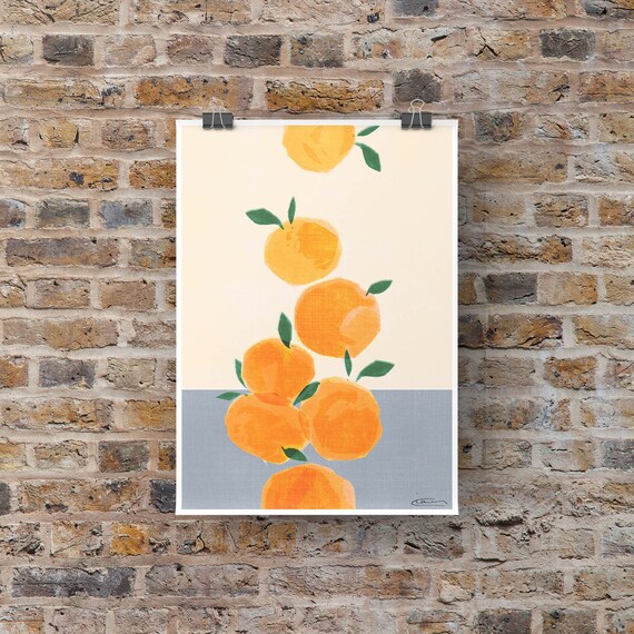 Oranges Wall Art, Hand Drawn Art Print
