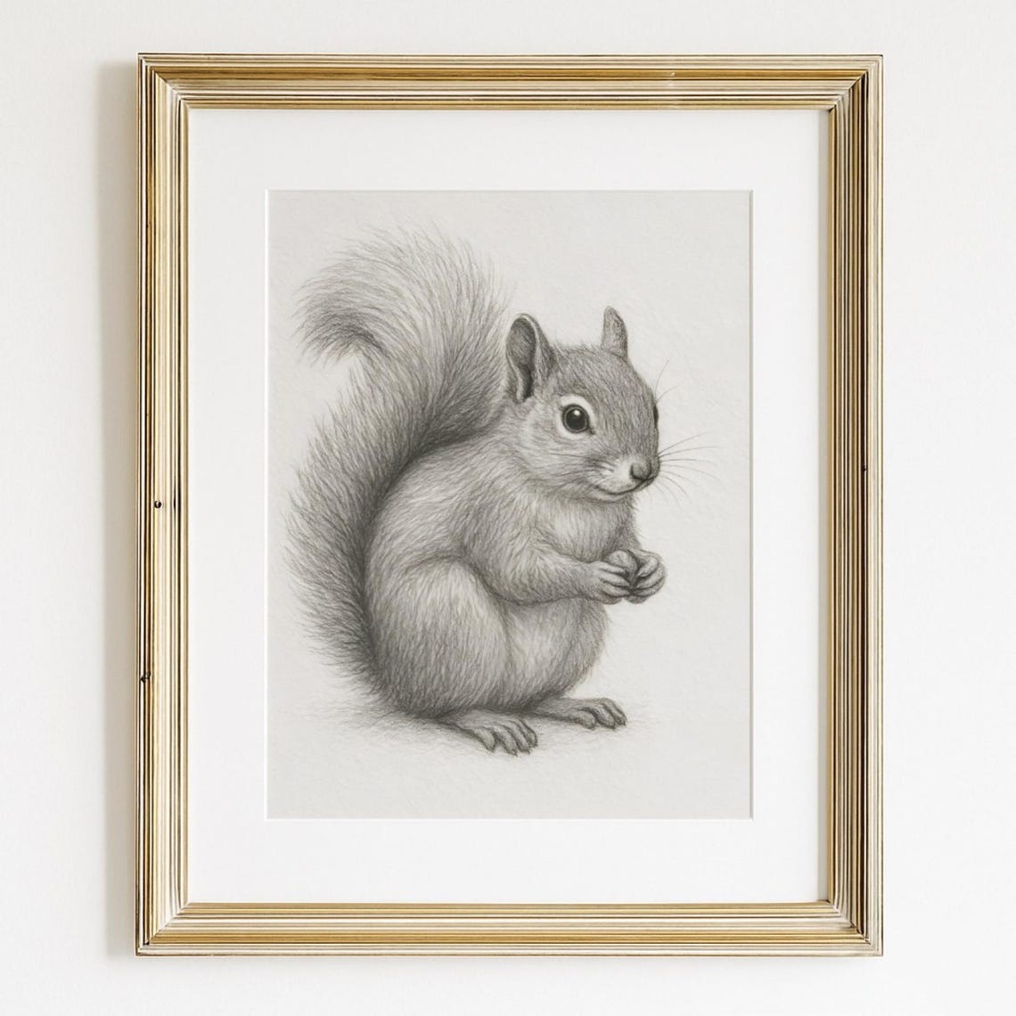 Squirrel Pencil Drawing Printablewoodland Nursery Animal Art Forest Baby Room Decor Wall Rustic Sketch Print